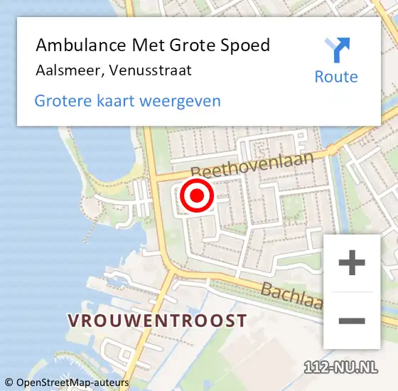 Locatie op kaart van de 112 melding: Ambulance Met Grote Spoed Naar Aalsmeer, Venusstraat op 18 november 2021 12:32