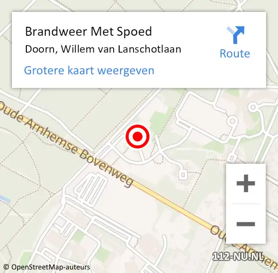 Locatie op kaart van de 112 melding: Brandweer Met Spoed Naar Doorn, Willem van Lanschotlaan op 18 november 2021 12:33