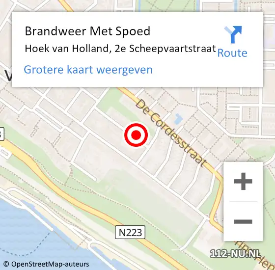 Locatie op kaart van de 112 melding: Brandweer Met Spoed Naar Hoek van Holland, 2e Scheepvaartstraat op 18 november 2021 12:41