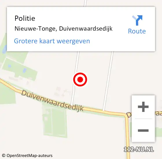 Locatie op kaart van de 112 melding: Politie Nieuwe-Tonge, Duivenwaardsedijk op 18 november 2021 13:15