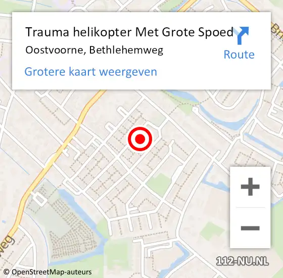 Locatie op kaart van de 112 melding: Trauma helikopter Met Grote Spoed Naar Oostvoorne, Bethlehemweg op 18 november 2021 13:24