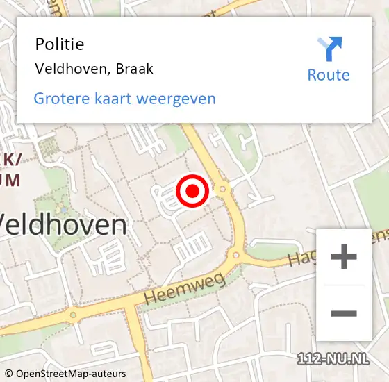 Locatie op kaart van de 112 melding: Politie Veldhoven, Braak op 18 november 2021 13:39