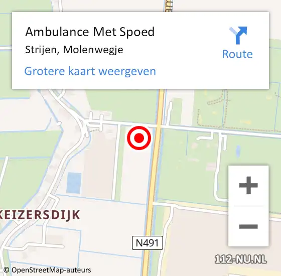 Locatie op kaart van de 112 melding: Ambulance Met Spoed Naar Strijen, Molenwegje op 18 november 2021 13:39