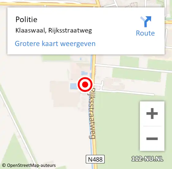 Locatie op kaart van de 112 melding: Politie Klaaswaal, Rijksstraatweg op 18 november 2021 13:41