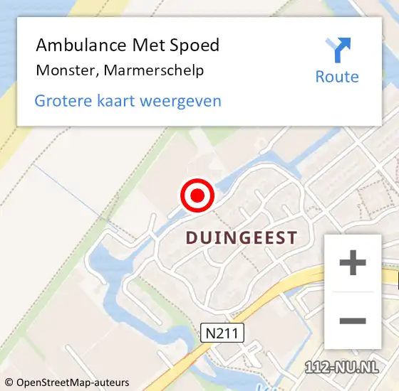 Locatie op kaart van de 112 melding: Ambulance Met Spoed Naar Monster, Marmerschelp op 18 november 2021 13:44