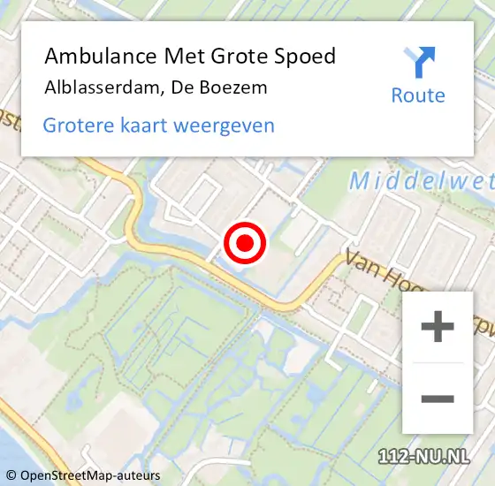 Locatie op kaart van de 112 melding: Ambulance Met Grote Spoed Naar Alblasserdam, De Boezem op 18 november 2021 13:45