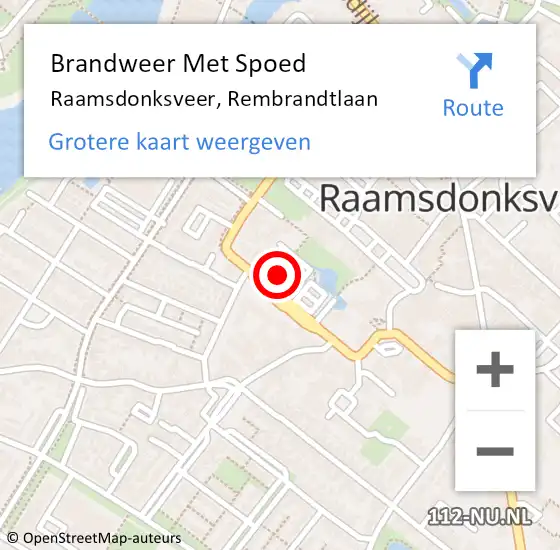 Locatie op kaart van de 112 melding: Brandweer Met Spoed Naar Raamsdonksveer, Rembrandtlaan op 18 november 2021 13:52