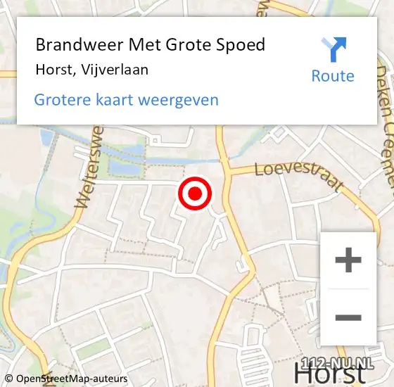 Locatie op kaart van de 112 melding: Brandweer Met Grote Spoed Naar Horst, Vijverlaan op 18 november 2021 13:53