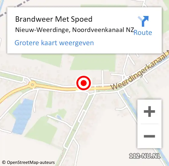 Locatie op kaart van de 112 melding: Brandweer Met Spoed Naar Nieuw-Weerdinge, Noordveenkanaal NZ op 18 november 2021 13:56