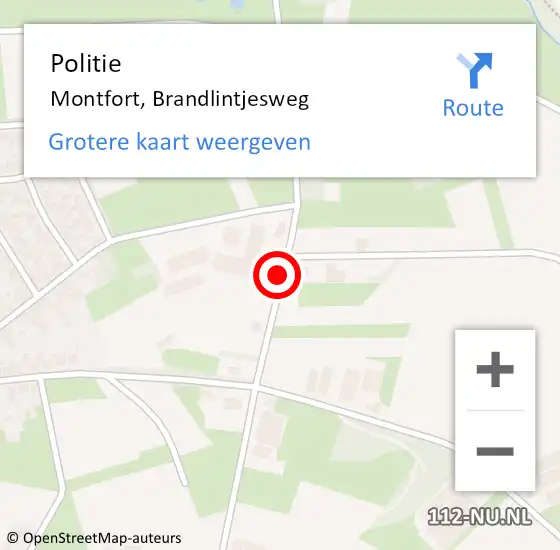 Locatie op kaart van de 112 melding: Politie Montfort, Brandlintjesweg op 18 november 2021 14:15