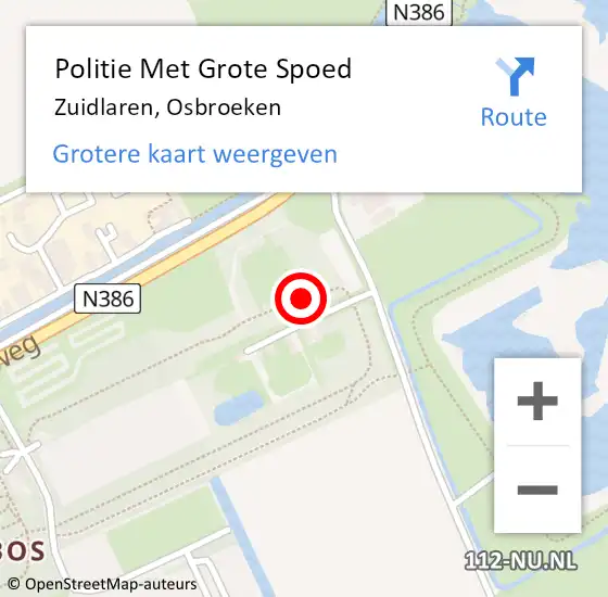 Locatie op kaart van de 112 melding: Politie Met Grote Spoed Naar Zuidlaren, Osbroeken op 18 november 2021 14:55