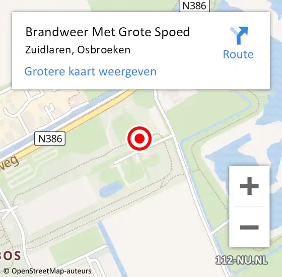 Locatie op kaart van de 112 melding: Brandweer Met Grote Spoed Naar Zuidlaren, Osbroeken op 18 november 2021 14:55