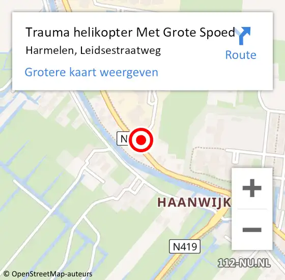 Locatie op kaart van de 112 melding: Trauma helikopter Met Grote Spoed Naar Harmelen, Leidsestraatweg op 18 november 2021 15:02