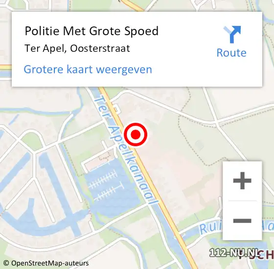 Locatie op kaart van de 112 melding: Politie Met Grote Spoed Naar Ter Apel, Oosterstraat op 18 november 2021 15:29