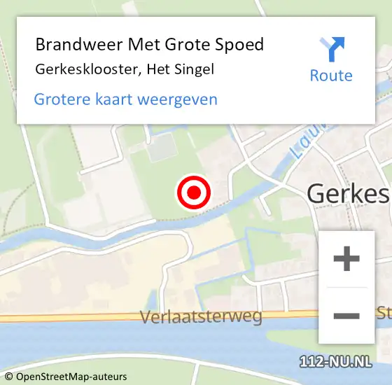 Locatie op kaart van de 112 melding: Brandweer Met Grote Spoed Naar Gerkesklooster, Het Singel op 18 november 2021 16:12