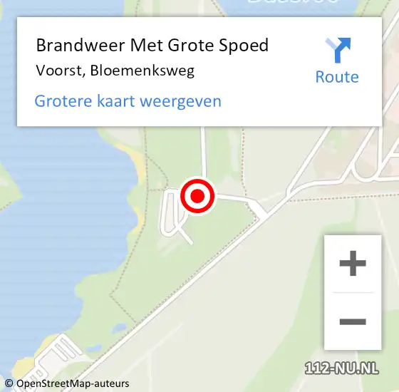 Locatie op kaart van de 112 melding: Brandweer Met Grote Spoed Naar Voorst, Bloemenksweg op 29 juni 2014 20:20