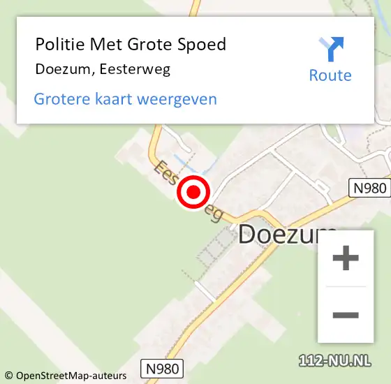 Locatie op kaart van de 112 melding: Politie Met Grote Spoed Naar Doezum, Eesterweg op 18 november 2021 16:34