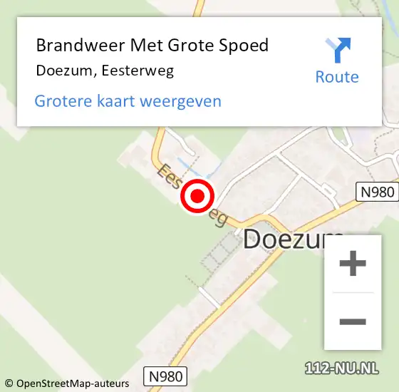 Locatie op kaart van de 112 melding: Brandweer Met Grote Spoed Naar Doezum, Eesterweg op 18 november 2021 16:45