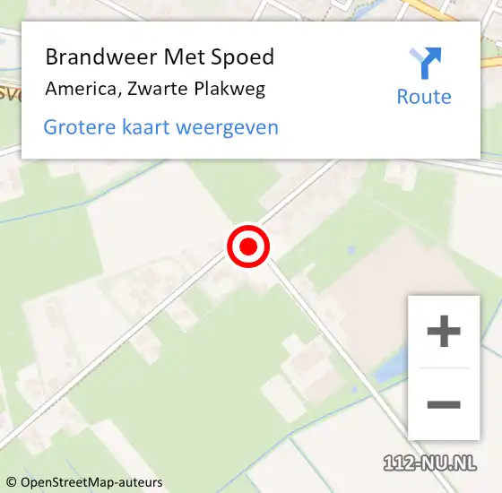 Locatie op kaart van de 112 melding: Brandweer Met Spoed Naar America, Zwarte Plakweg op 18 november 2021 16:52