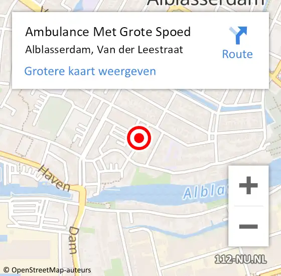 Locatie op kaart van de 112 melding: Ambulance Met Grote Spoed Naar Alblasserdam, Van der Leestraat op 18 november 2021 17:18