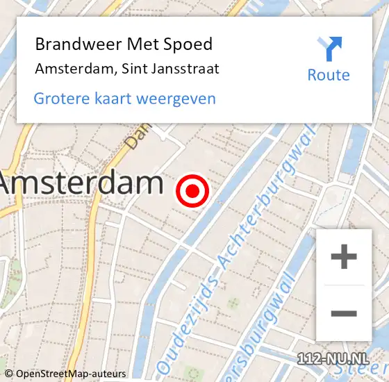 Locatie op kaart van de 112 melding: Brandweer Met Spoed Naar Amsterdam, Sint Jansstraat op 18 november 2021 17:18