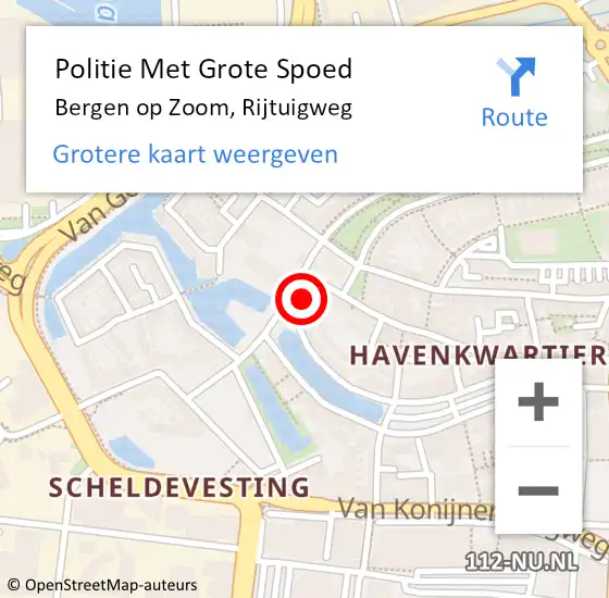Locatie op kaart van de 112 melding: Politie Met Grote Spoed Naar Bergen op Zoom, Rijtuigweg op 18 november 2021 17:19