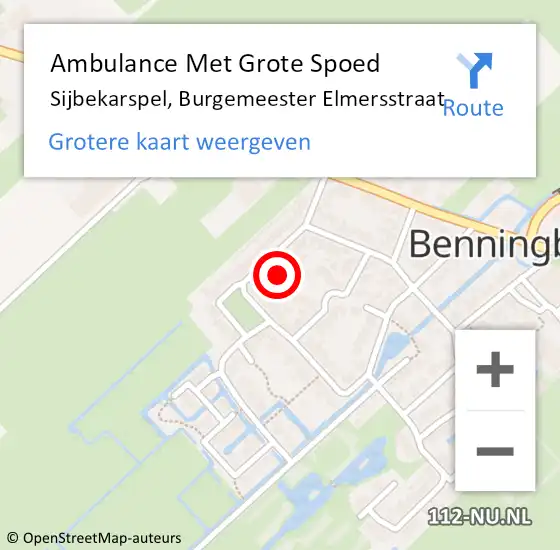 Locatie op kaart van de 112 melding: Ambulance Met Grote Spoed Naar Sijbekarspel, Burgemeester Elmersstraat op 18 november 2021 17:33