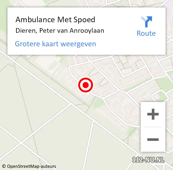 Locatie op kaart van de 112 melding: Ambulance Met Spoed Naar Dieren, Peter van Anrooylaan op 18 november 2021 17:33