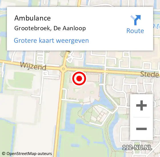 Locatie op kaart van de 112 melding: Ambulance Grootebroek, De Aanloop op 18 november 2021 17:44