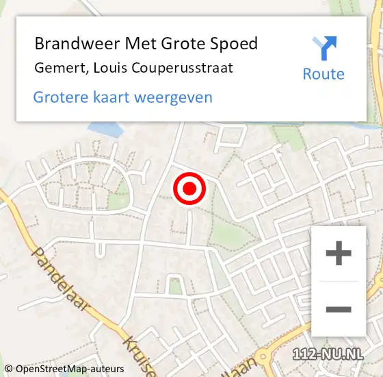 Locatie op kaart van de 112 melding: Brandweer Met Grote Spoed Naar Gemert, Louis Couperusstraat op 18 november 2021 18:07