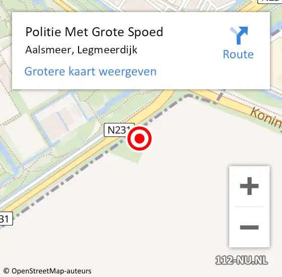 Locatie op kaart van de 112 melding: Politie Met Grote Spoed Naar Aalsmeer, Legmeerdijk op 18 november 2021 18:36