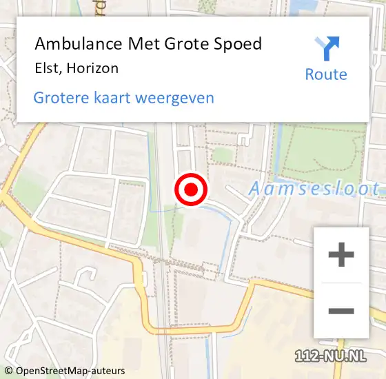 Locatie op kaart van de 112 melding: Ambulance Met Grote Spoed Naar Elst, Horizon op 18 november 2021 18:39