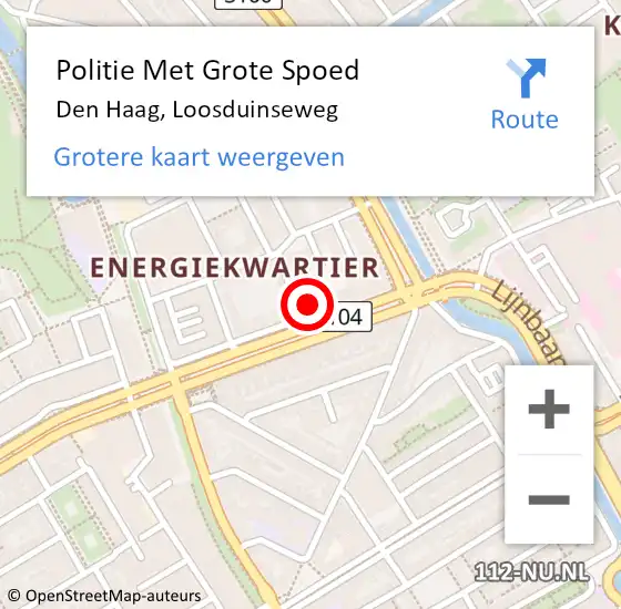 Locatie op kaart van de 112 melding: Politie Met Grote Spoed Naar Den Haag, Loosduinseweg op 18 november 2021 19:09
