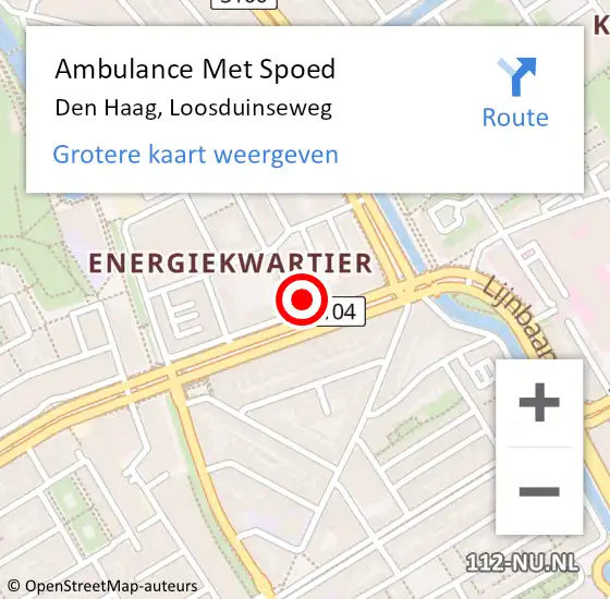Locatie op kaart van de 112 melding: Ambulance Met Spoed Naar Den Haag, Loosduinseweg op 18 november 2021 19:10