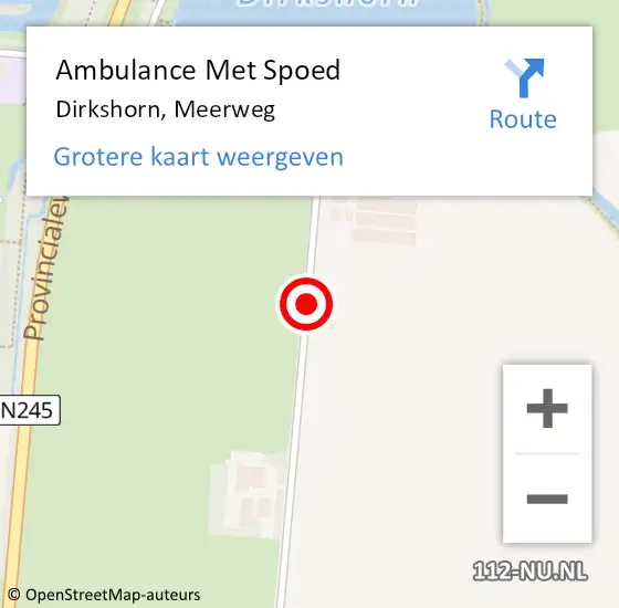 Locatie op kaart van de 112 melding: Ambulance Met Spoed Naar Dirkshorn, Meerweg op 18 november 2021 19:17