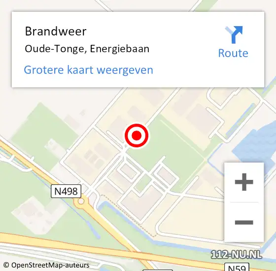 Locatie op kaart van de 112 melding: Brandweer Oude-Tonge, Energiebaan op 18 november 2021 19:32