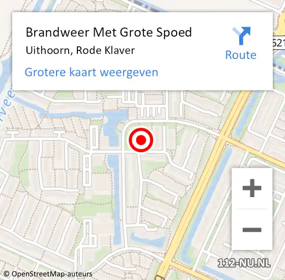 Locatie op kaart van de 112 melding: Brandweer Met Grote Spoed Naar Uithoorn, Rode Klaver op 18 november 2021 19:52