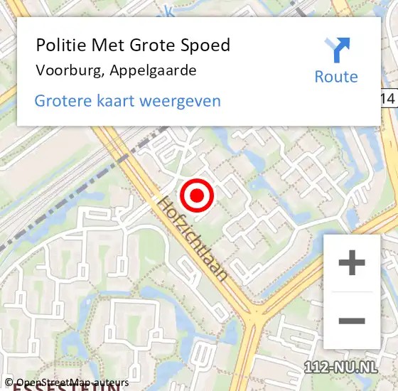 Locatie op kaart van de 112 melding: Politie Met Grote Spoed Naar Voorburg, Appelgaarde op 18 november 2021 19:53