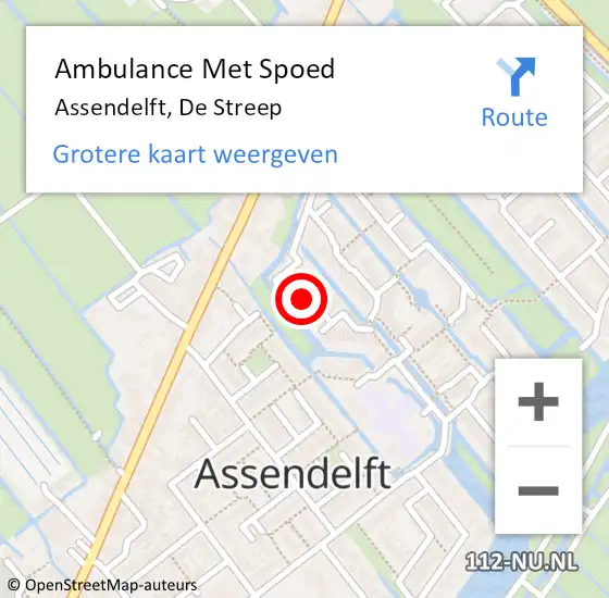 Locatie op kaart van de 112 melding: Ambulance Met Spoed Naar Assendelft, De Streep op 18 november 2021 20:14