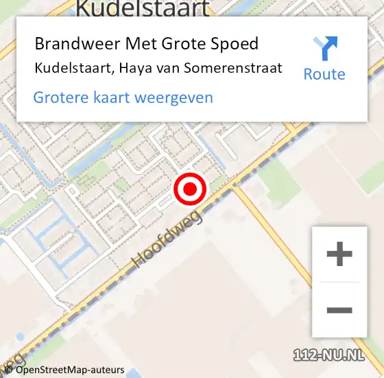 Locatie op kaart van de 112 melding: Brandweer Met Grote Spoed Naar Kudelstaart, Haya van Somerenstraat op 18 november 2021 20:20