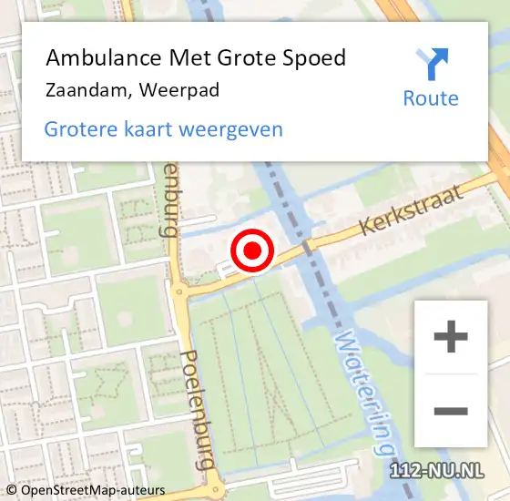 Locatie op kaart van de 112 melding: Ambulance Met Grote Spoed Naar Zaandam, Weerpad op 18 november 2021 20:47