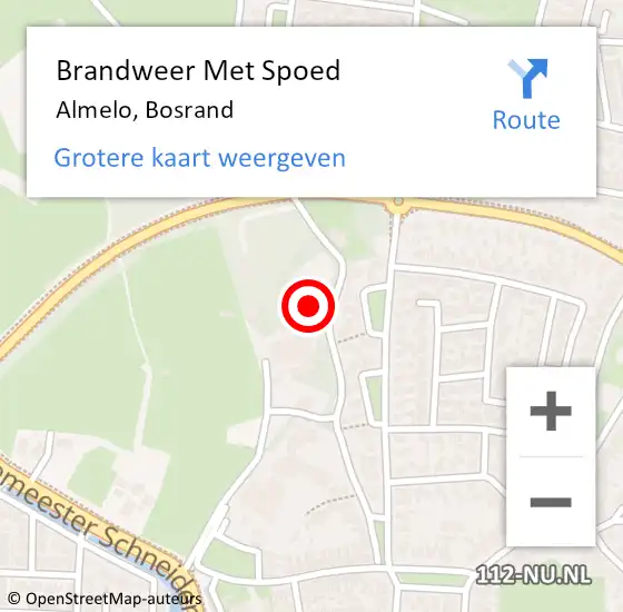 Locatie op kaart van de 112 melding: Brandweer Met Spoed Naar Almelo, Bosrand op 18 november 2021 20:49