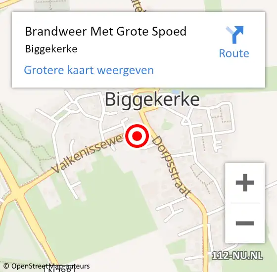 Locatie op kaart van de 112 melding: Brandweer Met Grote Spoed Naar Biggekerke op 18 november 2021 20:54