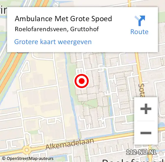Locatie op kaart van de 112 melding: Ambulance Met Grote Spoed Naar Roelofarendsveen, Gruttohof op 18 november 2021 20:55