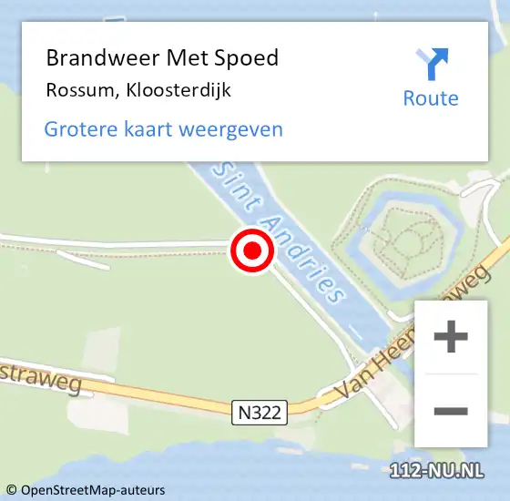 Locatie op kaart van de 112 melding: Brandweer Met Spoed Naar Rossum, Kloosterdijk op 18 november 2021 20:58