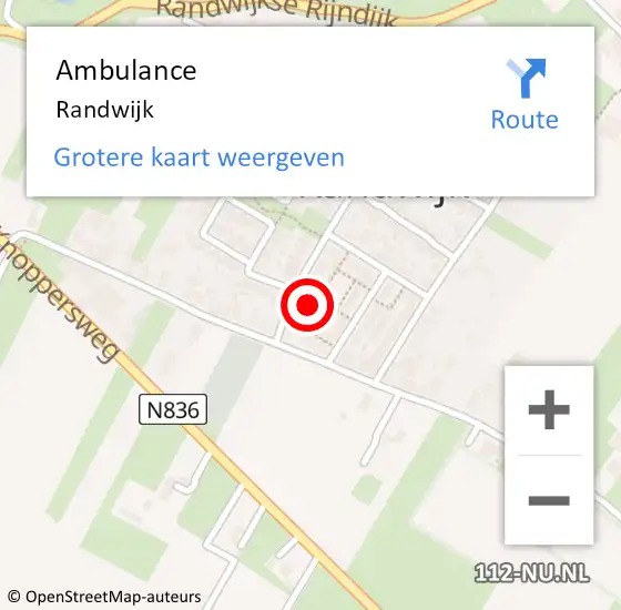 Locatie op kaart van de 112 melding: Ambulance Randwijk op 18 november 2021 21:10