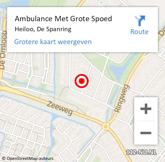 Locatie op kaart van de 112 melding: Ambulance Met Grote Spoed Naar Heiloo, De Spanring op 18 november 2021 21:11