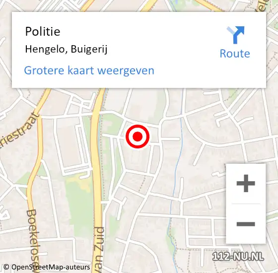 Locatie op kaart van de 112 melding: Politie Hengelo, Buigerij op 18 november 2021 21:12