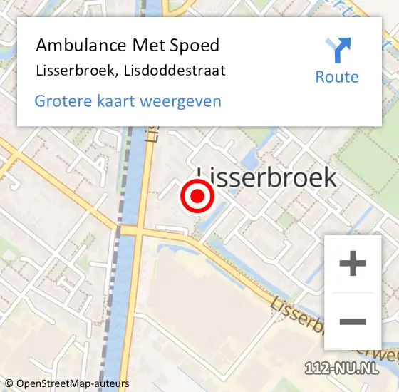 Locatie op kaart van de 112 melding: Ambulance Met Spoed Naar Lisserbroek, Lisdoddestraat op 18 november 2021 21:13