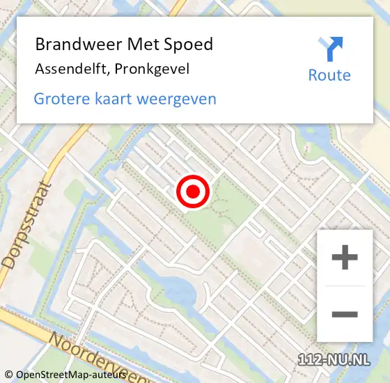 Locatie op kaart van de 112 melding: Brandweer Met Spoed Naar Assendelft, Pronkgevel op 18 november 2021 21:20